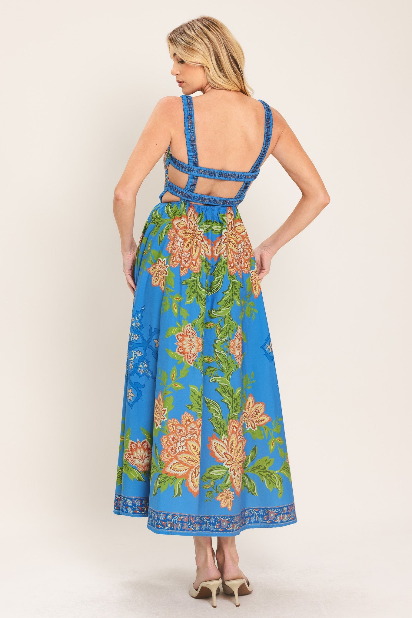 Springtime in Paris Woven Midi Dress view 6