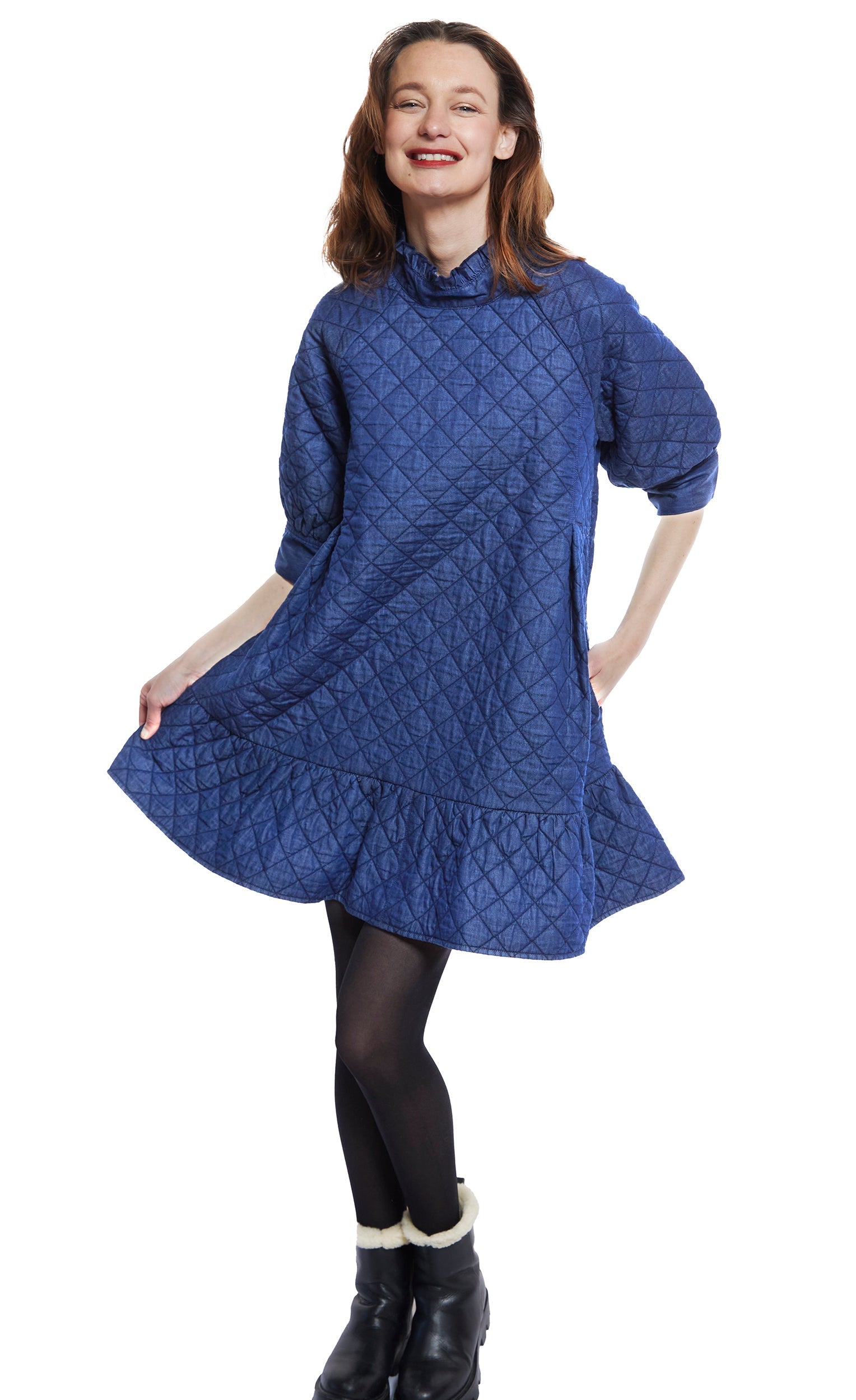 St. Tropez Softly Quilted Denim Dress, Oversized Silhouette in M view 3 - Relaxed Fit - Silhouette Dress