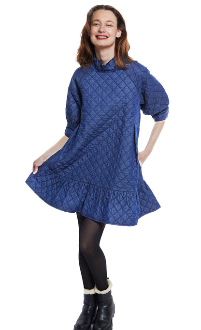 St. Tropez Softly Quilted Denim Dress, Oversized Silhouette in M view 3 - Relaxed Fit - Silhouette Dress