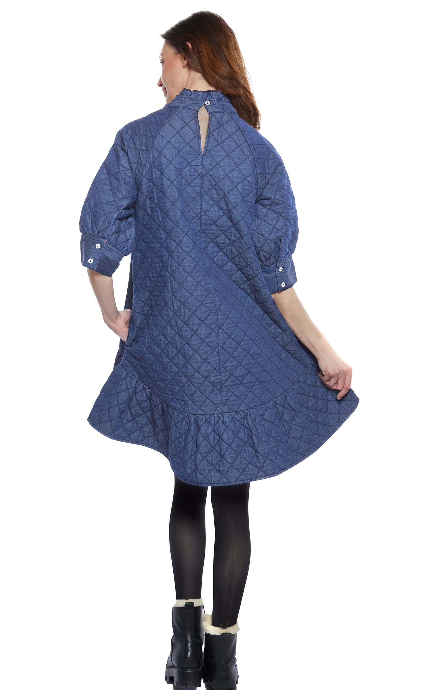 St. Tropez Softly Quilted Denim Dress, Oversized Silhouette in XL view 5 - Relaxed Fit - Silhouette Dress
