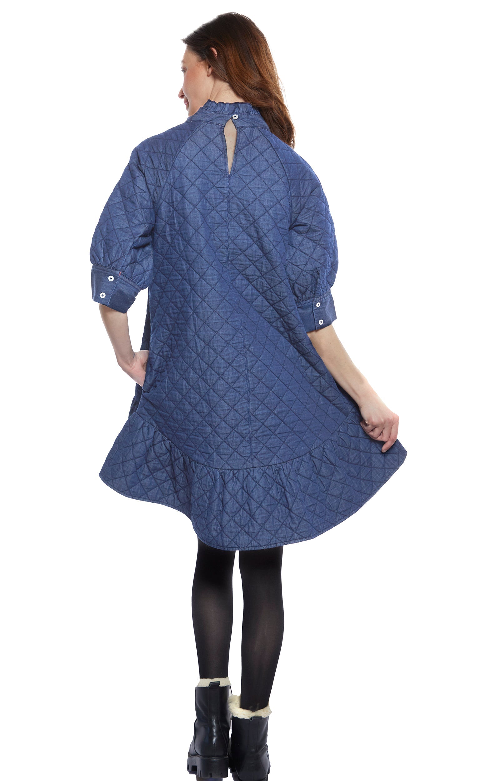 St. Tropez Softly Quilted Denim Dress, Oversized Silhouette in XL view 5 - Relaxed Fit - Silhouette Dress
