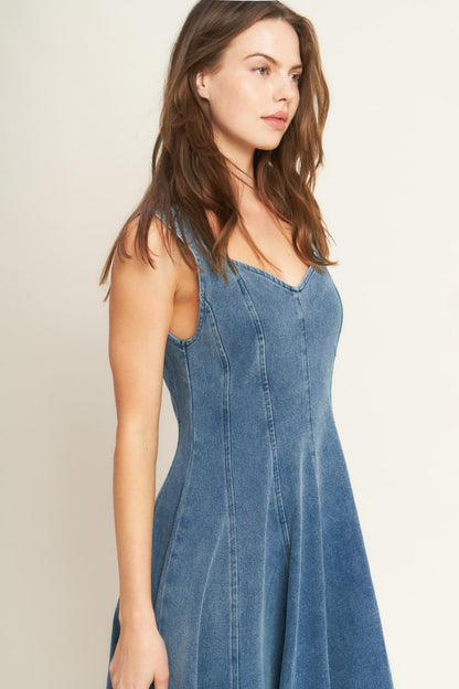 Stars Ahead Denim Midi Dress in MEDIUM INDIGO view 5