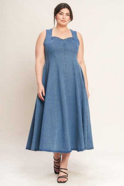 Stars Ahead Denim Midi Dress view 7