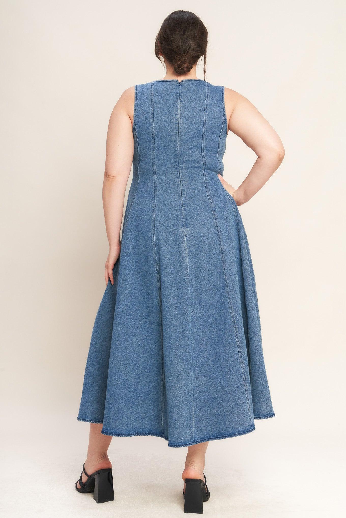 Stars Ahead Denim Midi Dress view 8