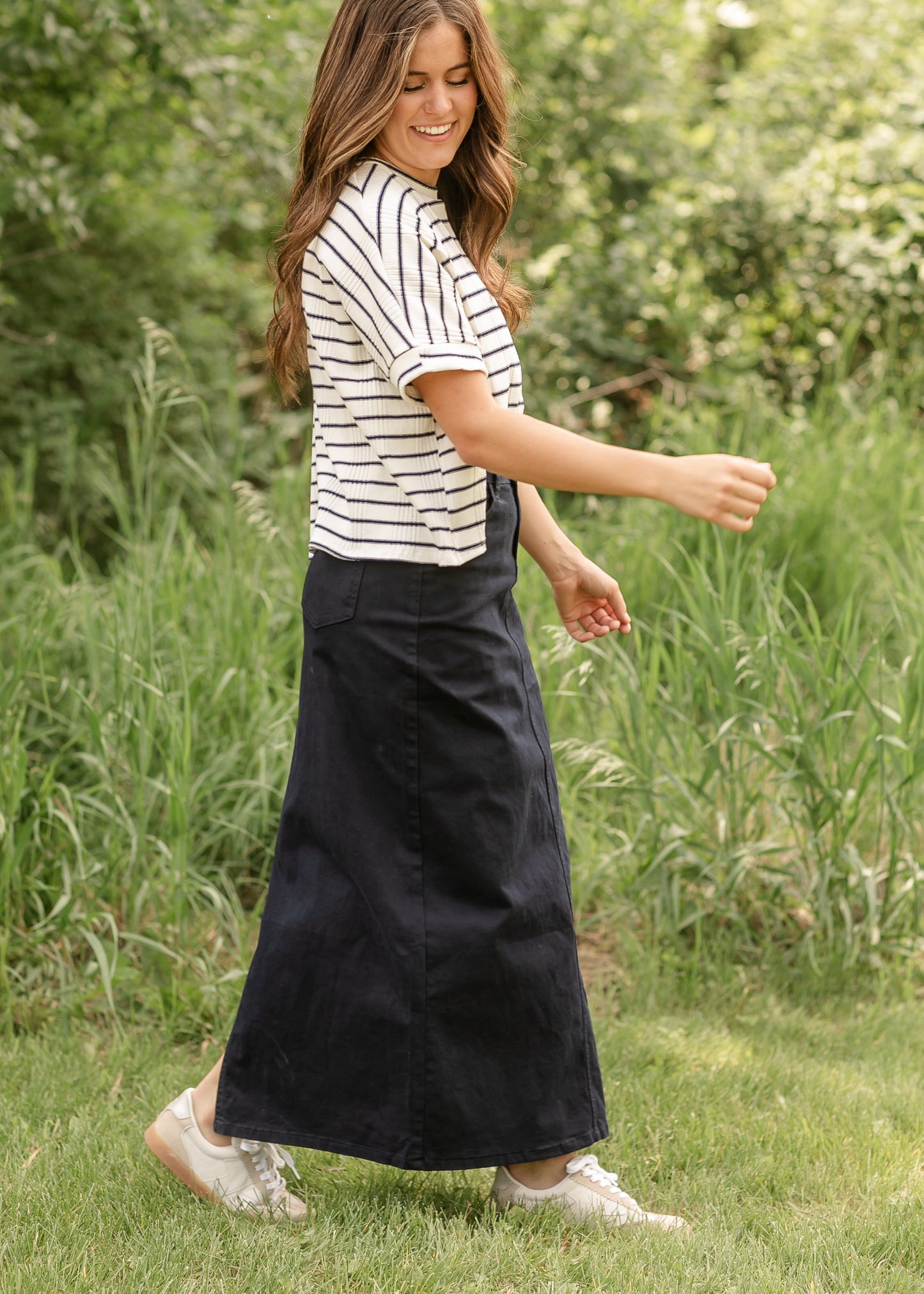 Stella Navy Maxi Denim Skirt in 10 view 5 - Stella Nova Navy Skirt (dress)