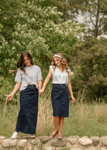 Stella Navy Maxi Denim Skirt in 20 view 10 - Stella Nova Navy Skirt (dress)