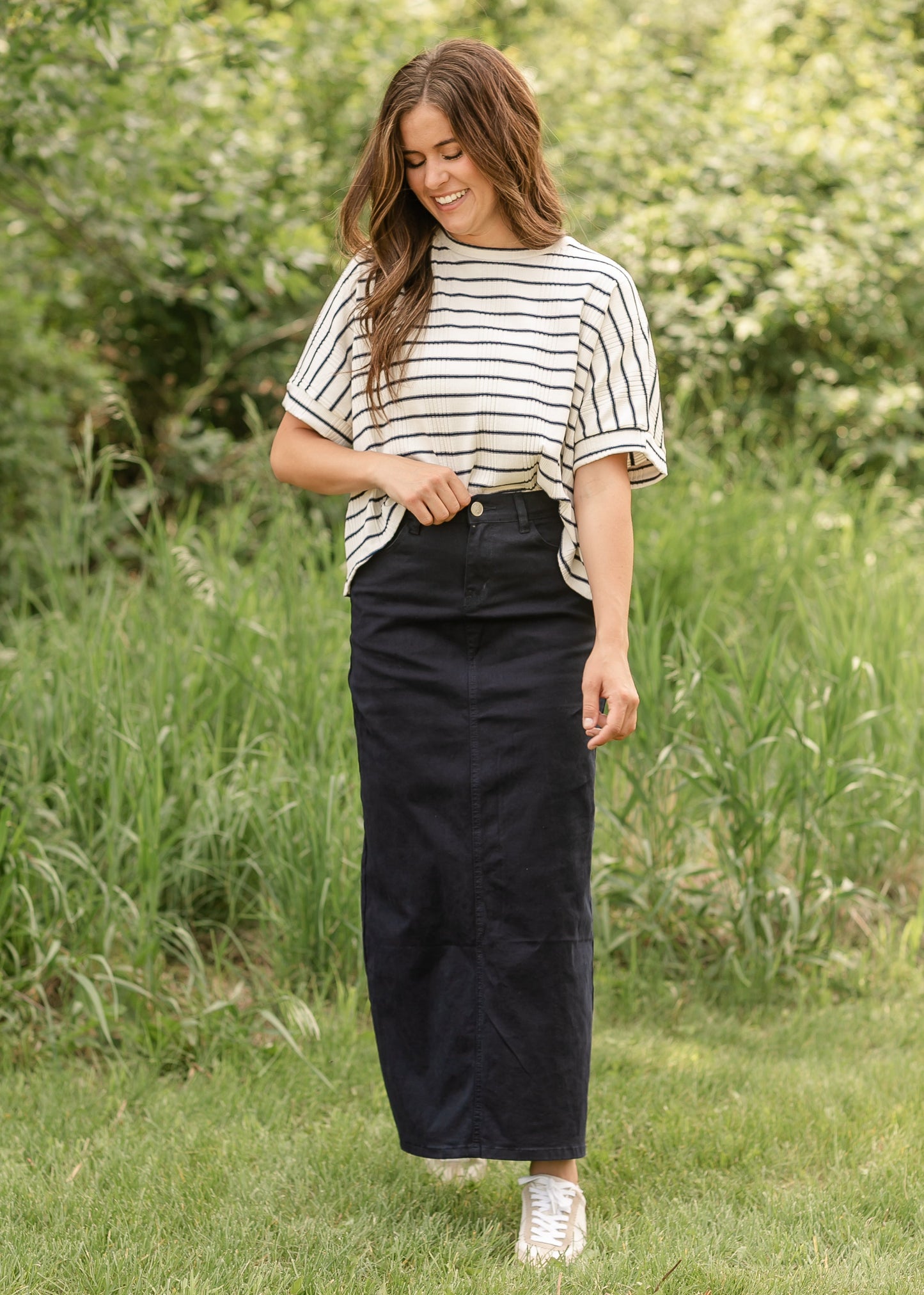 Stella Navy Maxi Denim Skirt in 4 view 2 - Stella Nova Navy Skirt (dress)