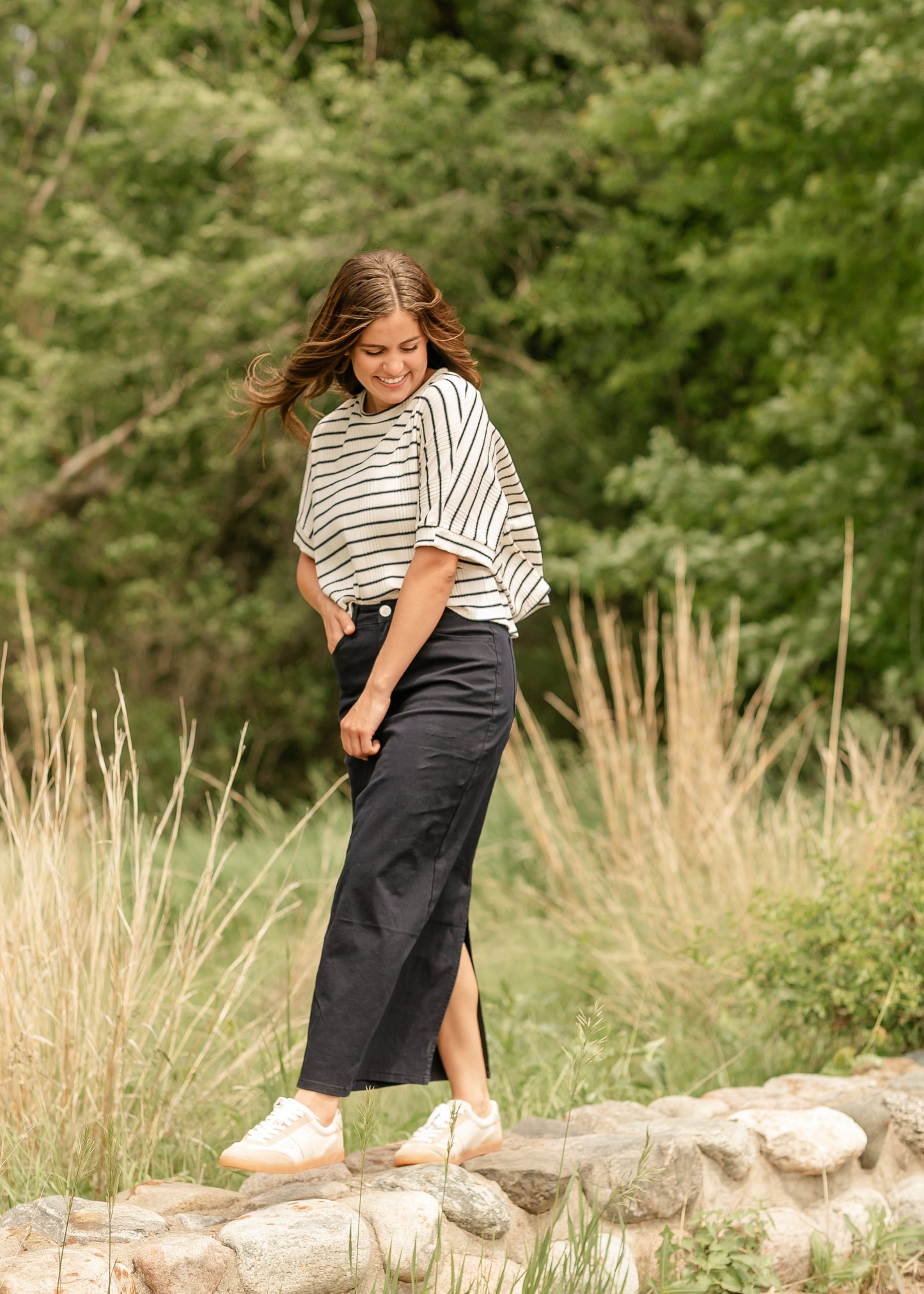 Stella Navy Maxi Denim Skirt in 8 view 4 - Stella Nova Navy Skirt (dress)