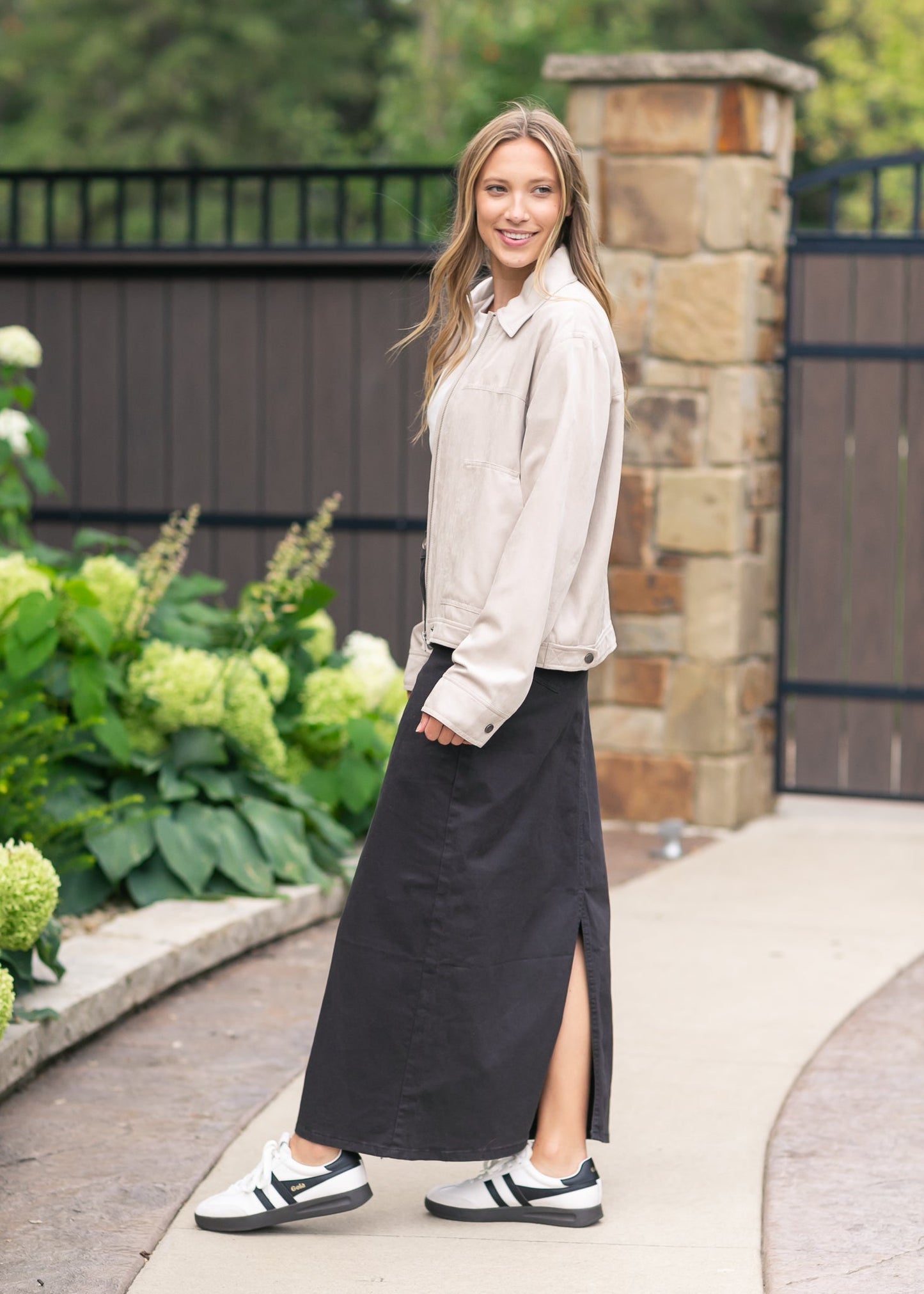 Stella Onyx Black Denim Maxi Skirt in 12 view 6 (dress)