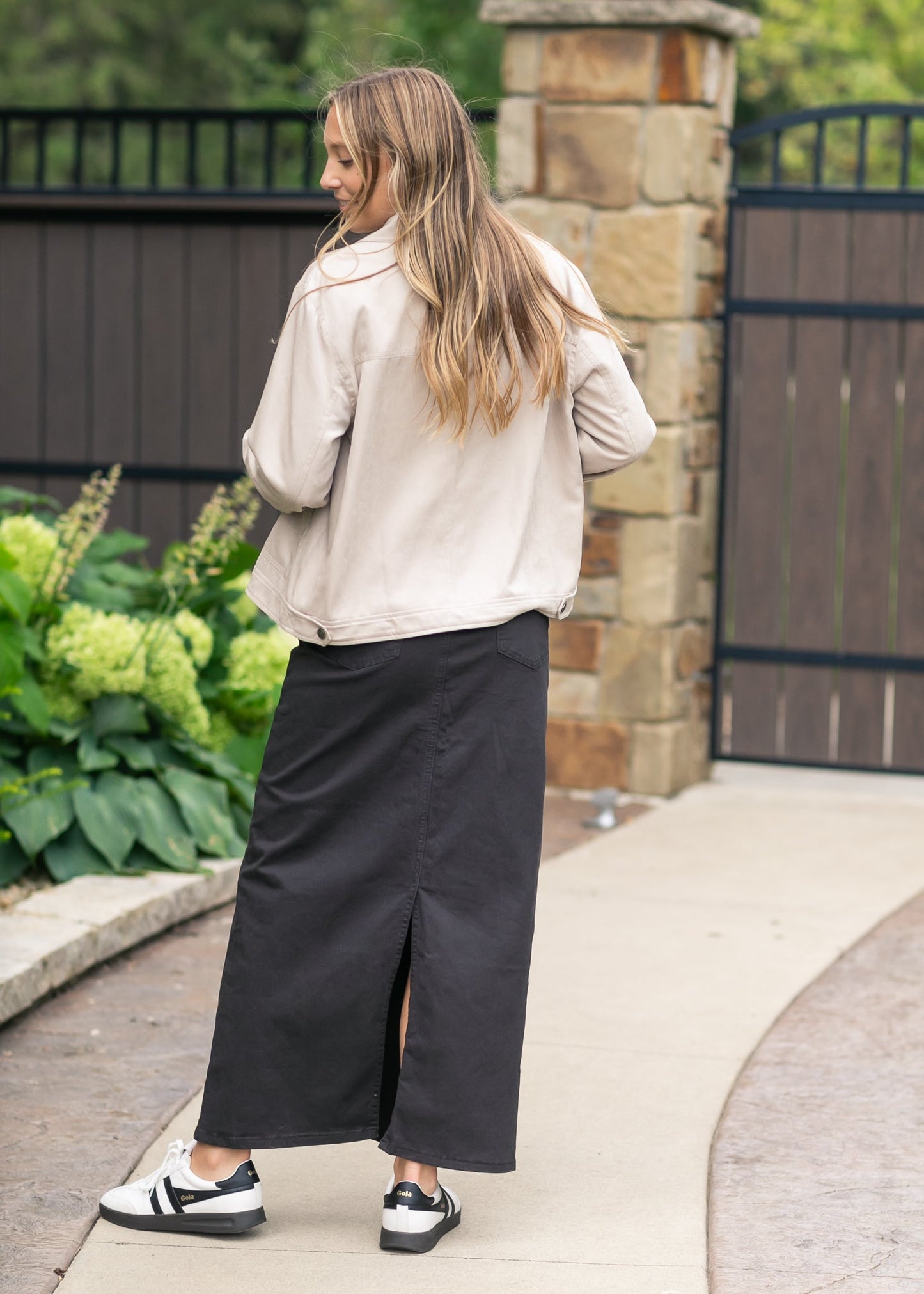 Stella Onyx Black Denim Maxi Skirt in 16 view 8 (dress)