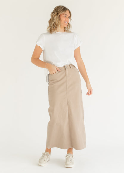 Stella Simply Taupe Denim Maxi Skirt in 12 view 6 (dress)