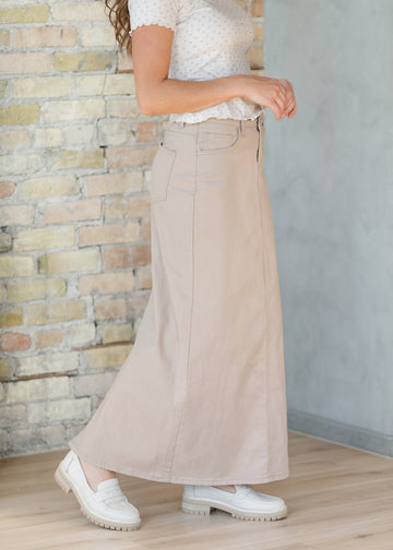 Stella Simply Taupe Denim Maxi Skirt in 4 view 2 (dress)