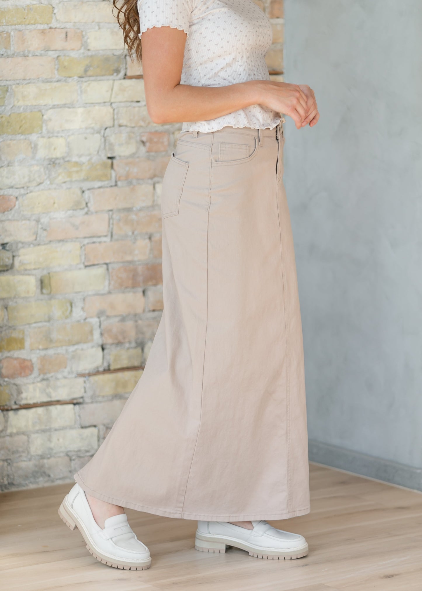 Stella Simply Taupe Denim Maxi Skirt in 4 view 2 (dress)