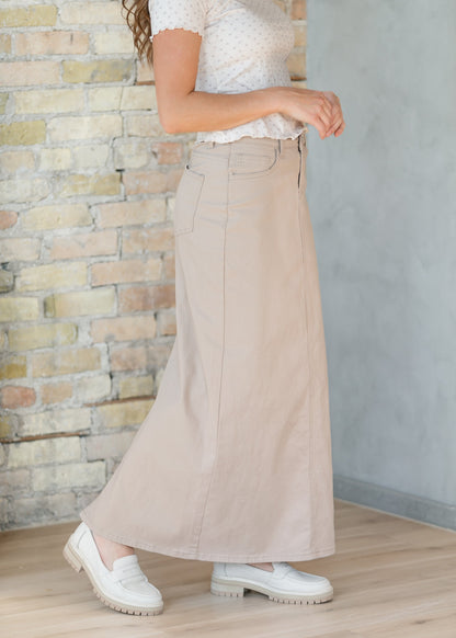Stella Simply Taupe Denim Maxi Skirt in 4 view 2 (dress)