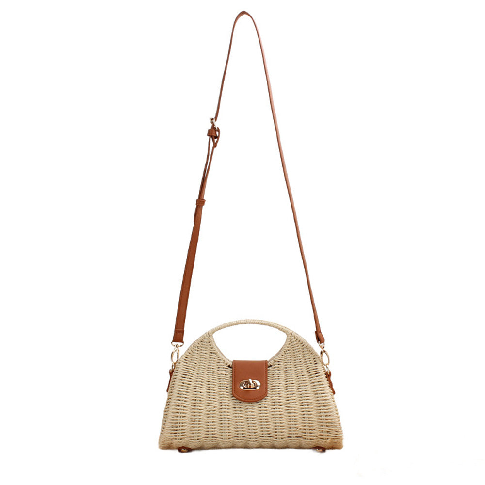 Stella Woven Straw Top Handle Crossbody Bag view 10 - Stella Knit Top