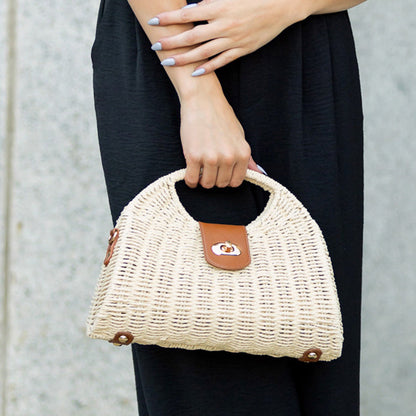 Stella Woven Straw Top Handle Crossbody Bag view 5 - Stella Knit Top