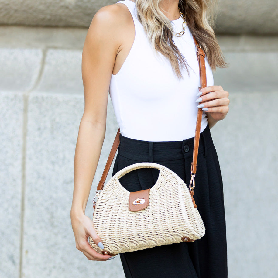 Stella Woven Straw Top Handle Crossbody Bag view 7 - Stella Knit Top