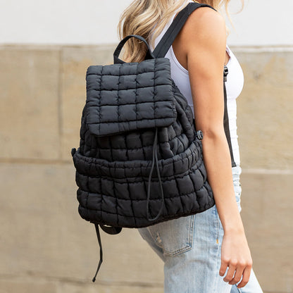 Stevie Quilted Puffer Backpack in Black (bag)