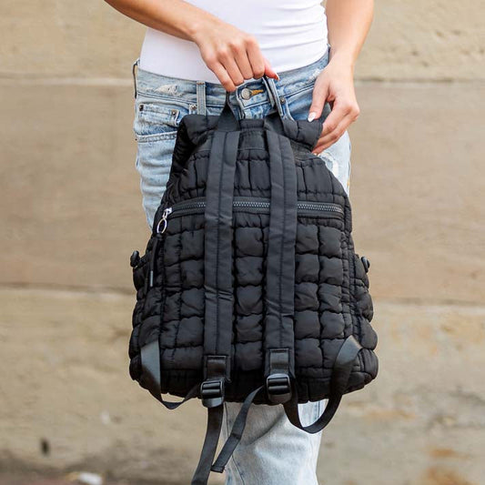 Stevie Quilted Puffer Backpack in Citrine view 2 (bag)