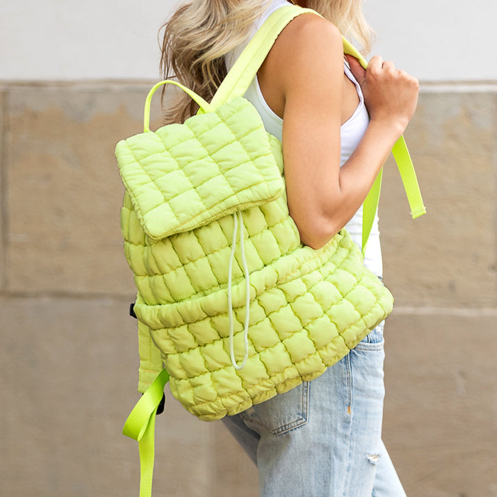 Stevie Quilted Puffer Backpack in Ivory view 3 (bag)
