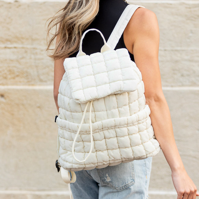 Stevie Quilted Puffer Backpack in Mauve view 4 (bag)