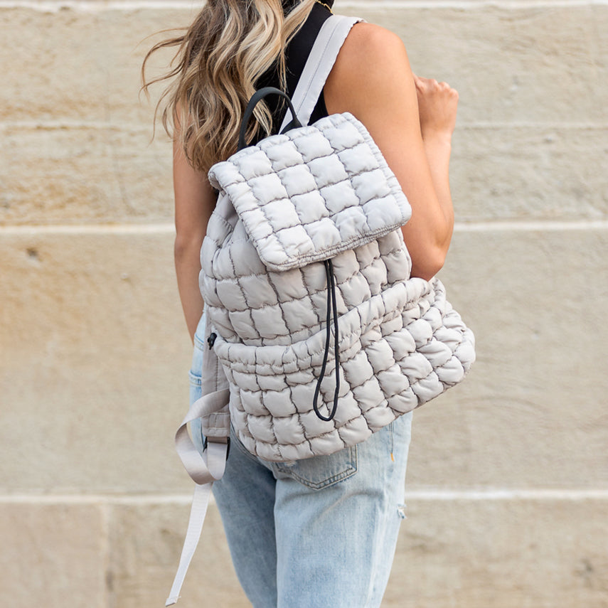 Stevie Quilted Puffer Backpack in Slate Blue view 6 (bag)