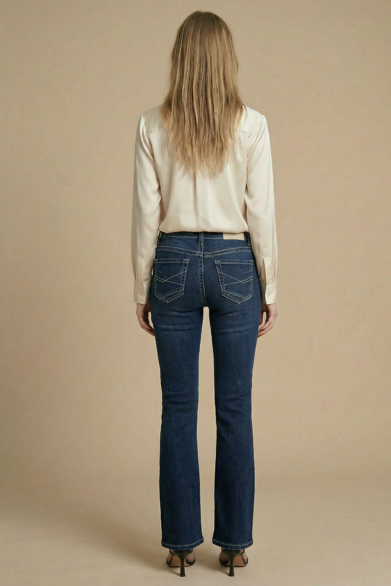 Stevie Tummy Control High Rise Slim Flare Jeans (dark Wash) in 11 (29) view 6 - High-Waisted - Wash Jeans (bottom)
