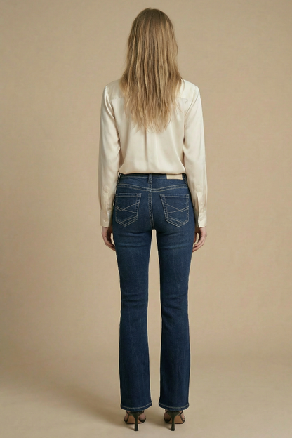 Stevie Tummy Control High Rise Slim Flare Jeans (dark Wash) in 11 (29) view 6 - High-Waisted - Wash Jeans (bottom)