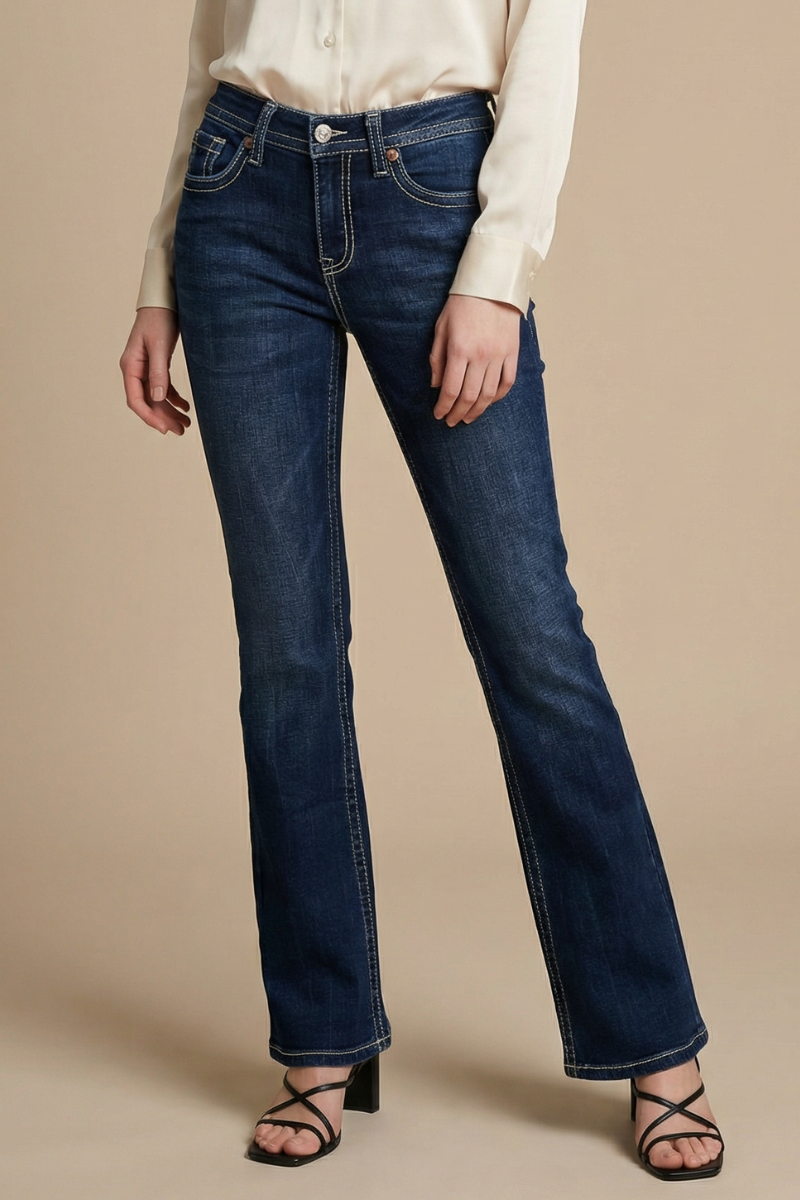 Stevie Tummy Control High Rise Slim Flare Jeans (dark Wash) in 13 (30) view 7 - High-Waisted - Wash Jeans (bottom)