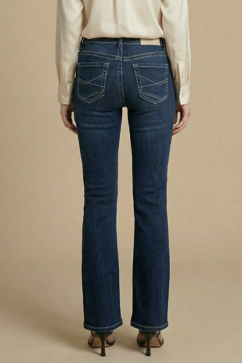 Stevie Tummy Control High Rise Slim Flare Jeans (dark Wash) view 8 - High-Waisted - Wash Jeans (bottom)