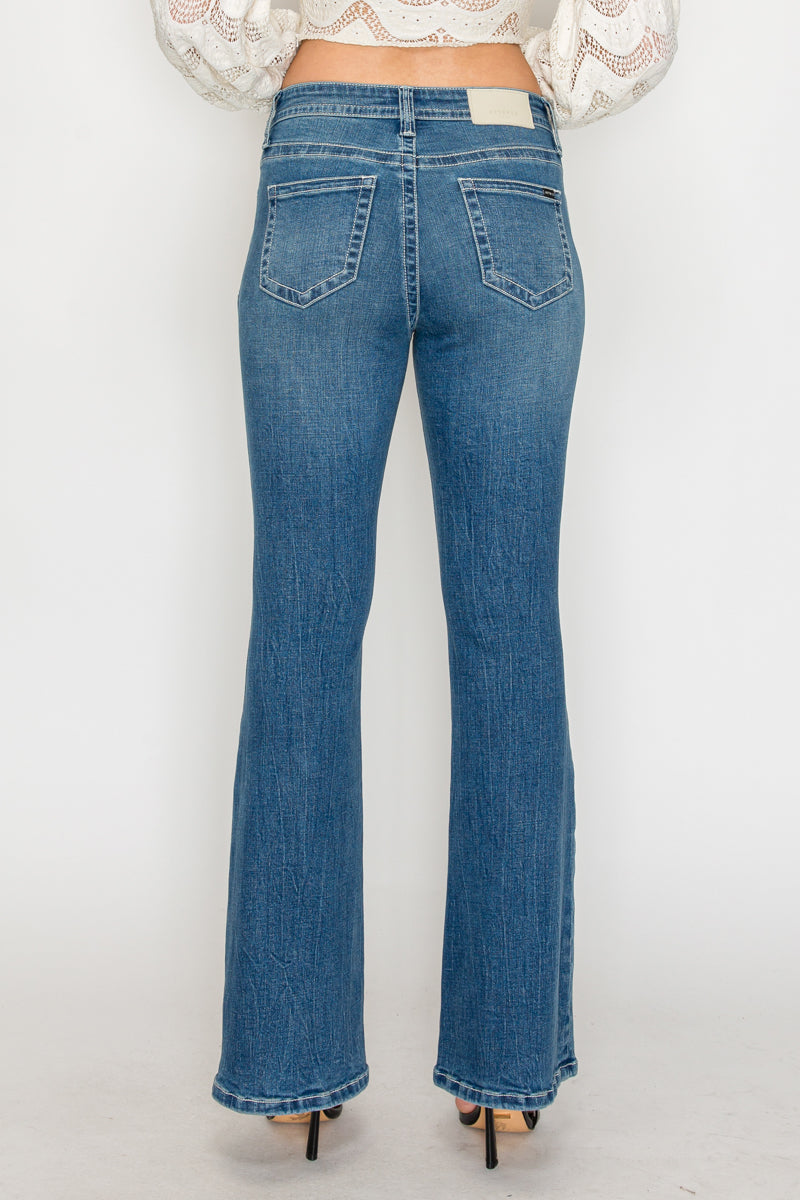 Stevie Tummy Control High Rise Slim Flare Jeans (medium Wash) in 11 (29) view 6 - High-Waisted - Wash Jeans (bottom)