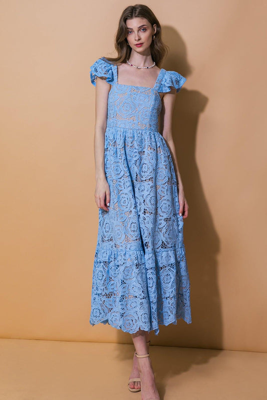 Still Thinking Lace Midi Dress in BABY BLUE - Still Thinking Shirt