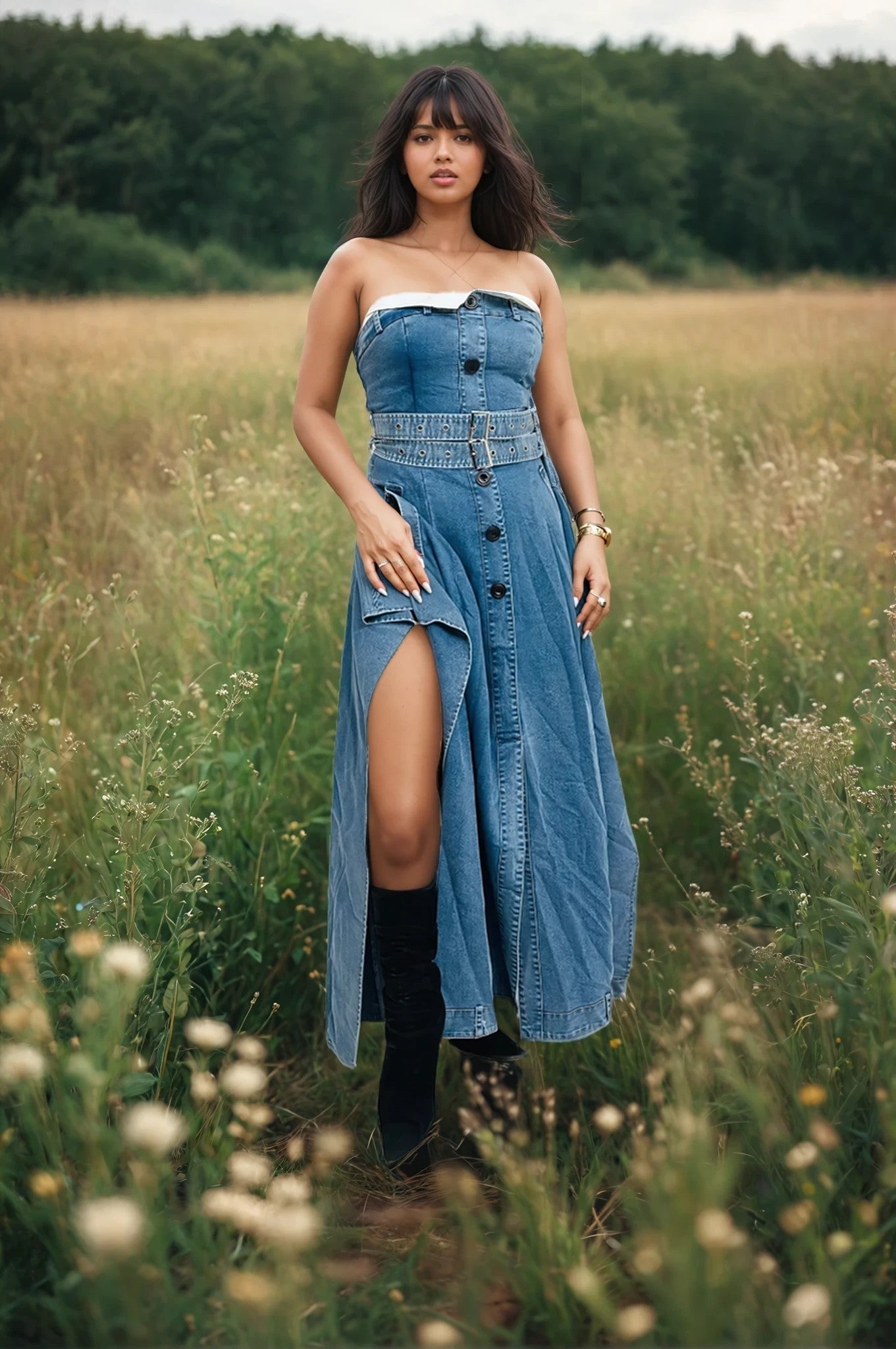 Strapless Belted Trench Maxi Dress 1XL view 4 (dress) - strapless belted dress zara, maeve strapless be - shop at us.meeeshop