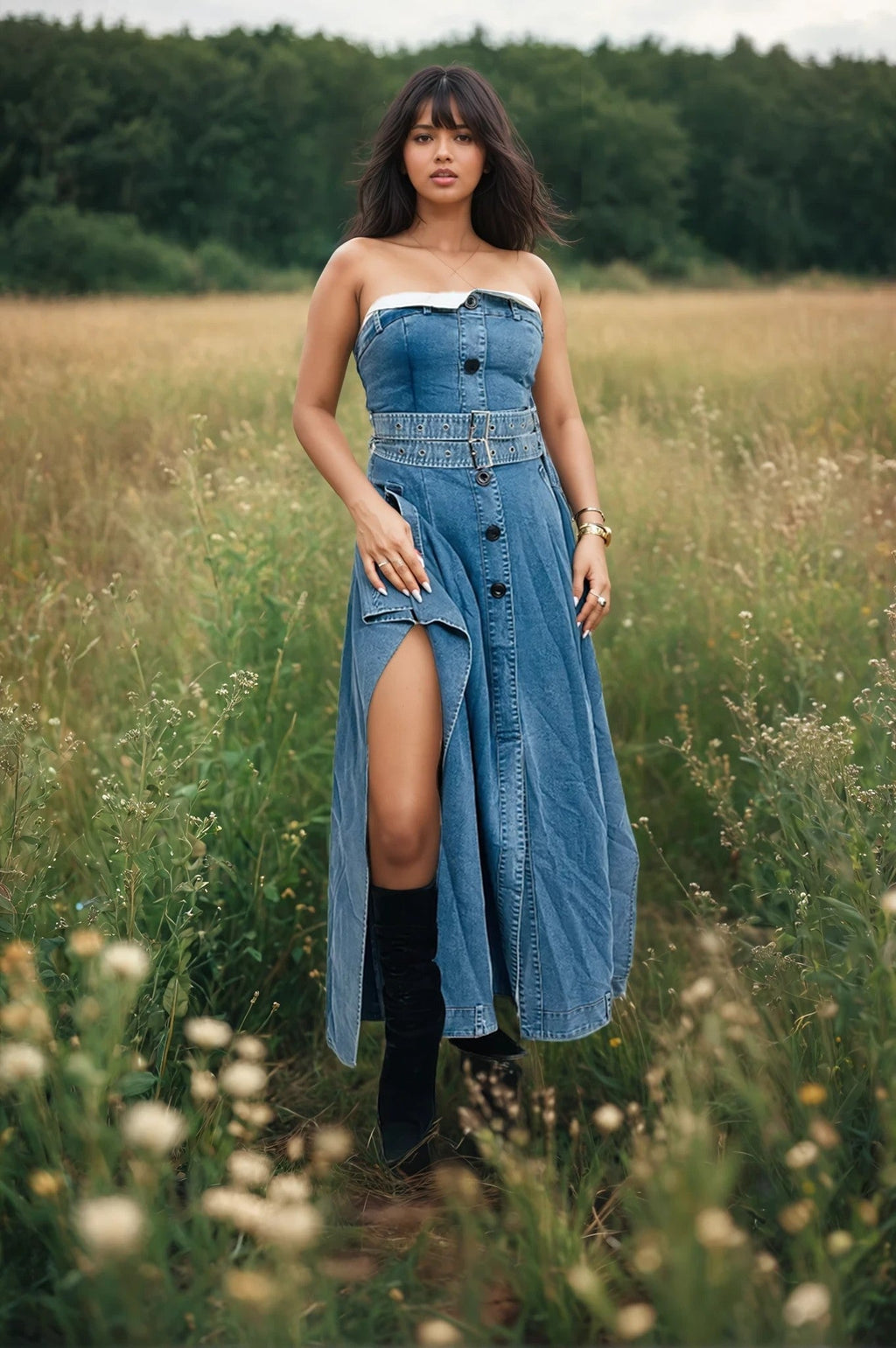 Strapless Belted Trench Maxi Dress 1XL view 4 (dress) - strapless belted dress zara, maeve strapless be - shop at us.meeeshop