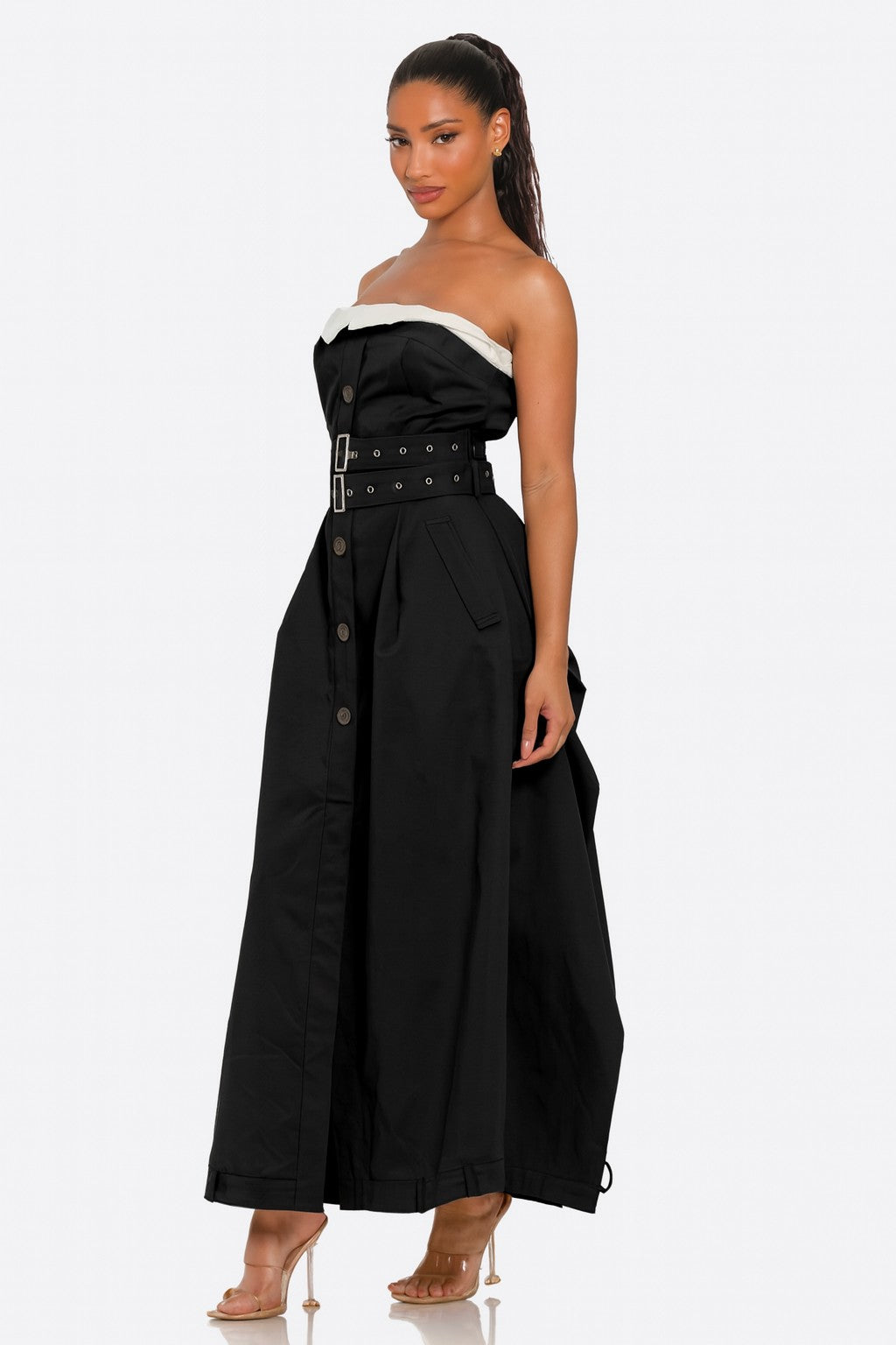 Strapless Belted Trench Maxi Dress M view 2 (dress) - strapless belted dress zara, maeve strapless belt - shop at us.meeeshop