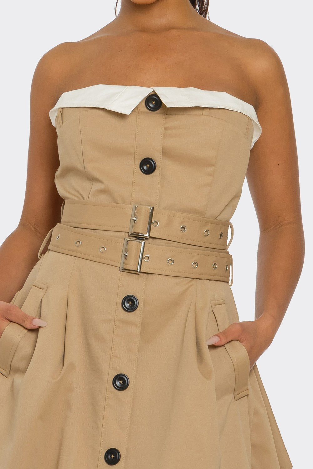 Strapless Belted Trench Maxi Dress view 10 (dress) - strapless belted dress zara, maeve strapless belte - shop at us.meeeshop