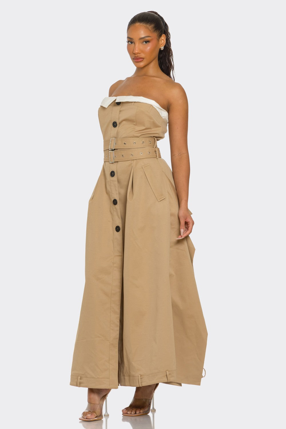 Strapless Belted Trench Maxi Dress view 8 (dress) - strapless belted dress zara, maeve strapless belted - shop at us.meeeshop