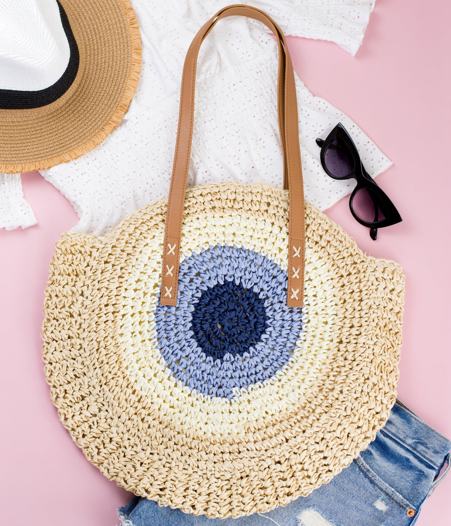 Straw Circle Tote view 10 - Straw Circle Bag