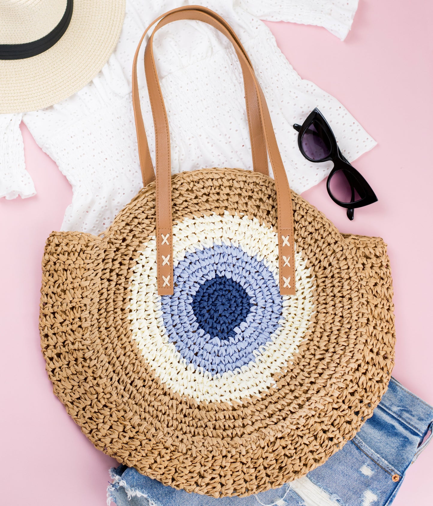 Straw Circle Tote view 11 - Straw Circle Bag