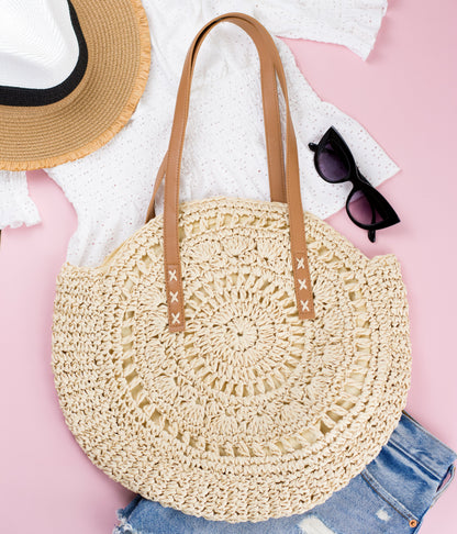Straw Circle Tote view 12 - Straw Circle Bag