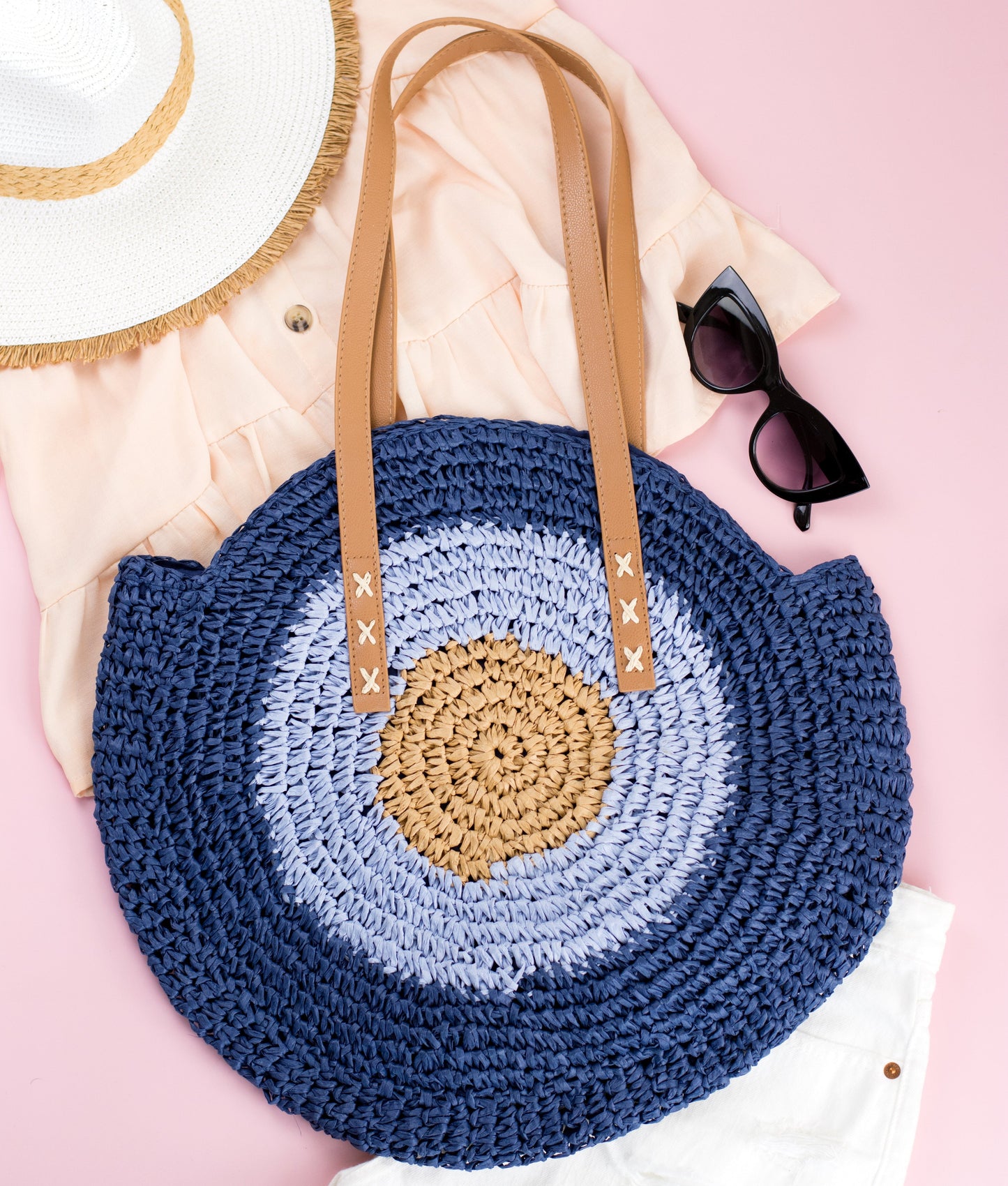 Straw Circle Tote view 9 - Straw Circle Bag
