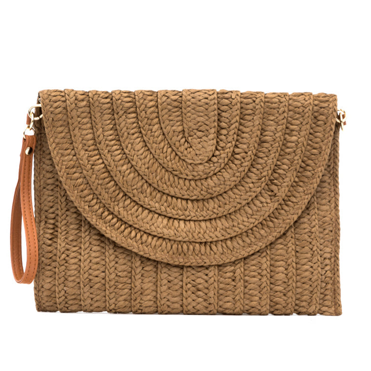 Straw Foldover Convertible Clutch view 11 - Folded Straw Clutch (bag)