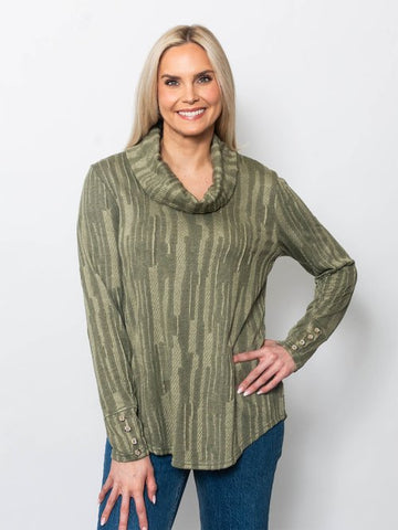 Stripe Jacquard Long Sleeve Top - MeeeShop Women's Fashion