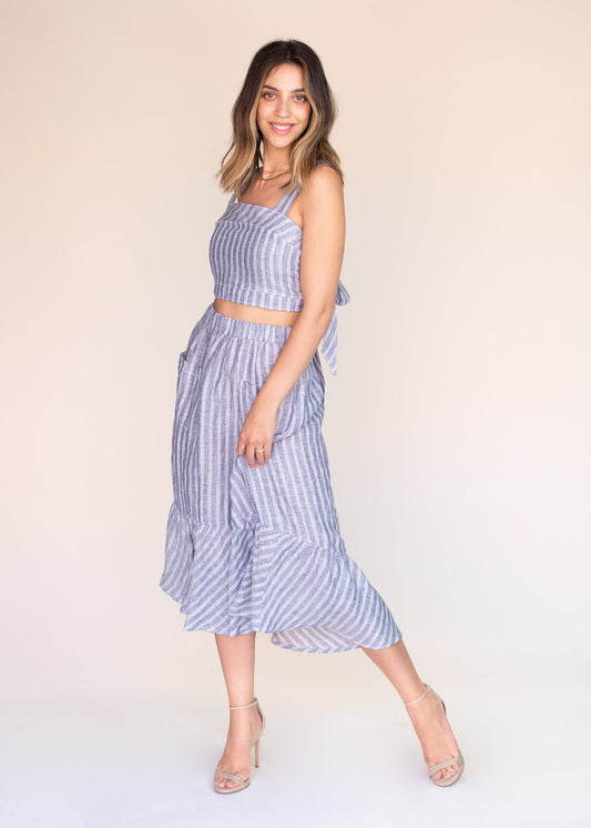 Striped Linen Skirt in XS