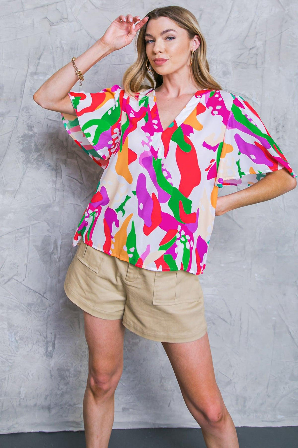 Stylish Summer Woven Top IVORY FUCHSIA view 3 (top) - stylish summer tops for women, stylish summer top - shop at us.meeeshop