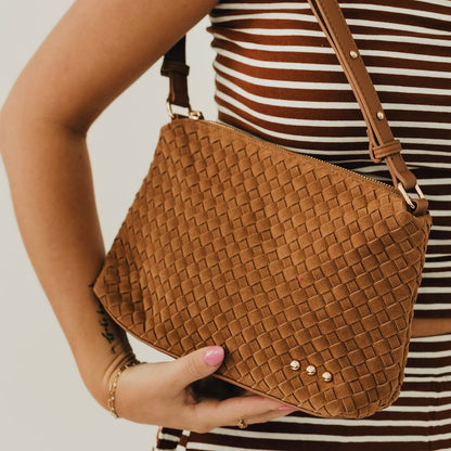 Suede Harper Hobo Shoulder Bag in Chocolate view 3 - Harper Suede Bag