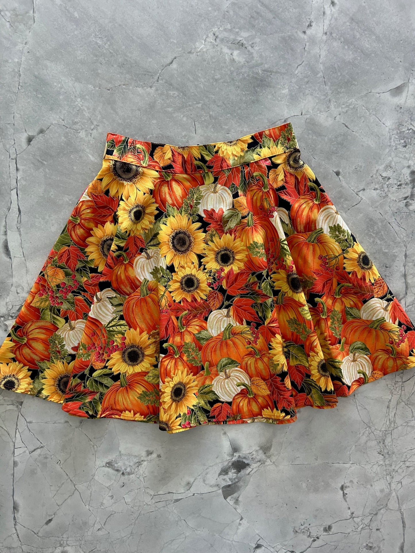 Sunflower & Pumpkin Skater Skirt in M view 3 - Sunflower Pumpkin Shirt