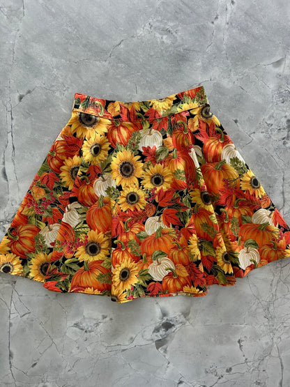Sunflower & Pumpkin Skater Skirt in M view 3 - Sunflower Pumpkin Shirt
