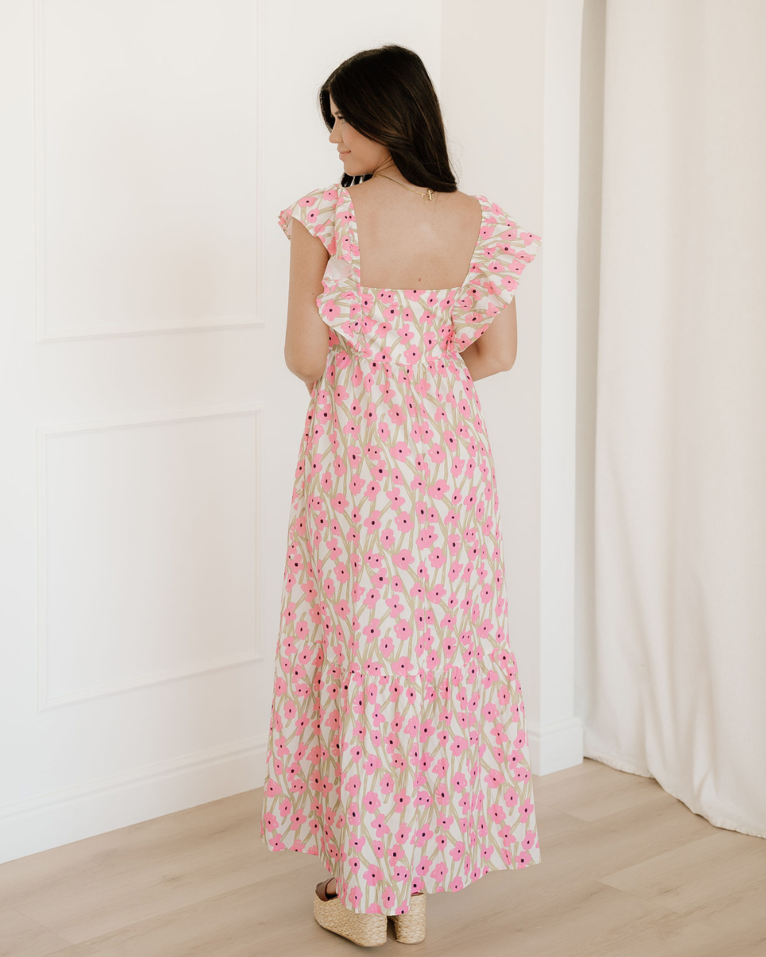 sunny floral print Sunny Floral Print Square Neck Ruffled Strap Maxi Dress view 8 (dress) - shop at us.meeeshop