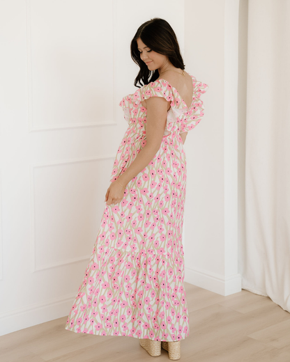 sunny floral print Sunny Floral Print Square Neck Ruffled Strap Maxi Dress view 9 (dress) - shop at us.meeeshop
